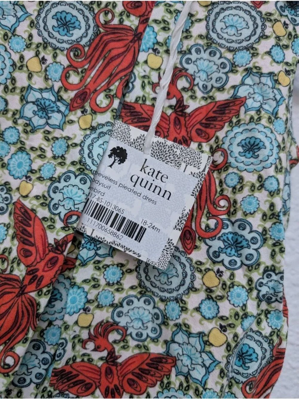 Kate Quinn Organic Cotton Button Tab Bodysuit Kickpleat Firebird 18-24